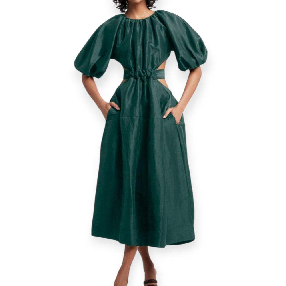 Aje Mimosa Cut Out Dress in Emerald Green‎ Size 4 (XXS)
